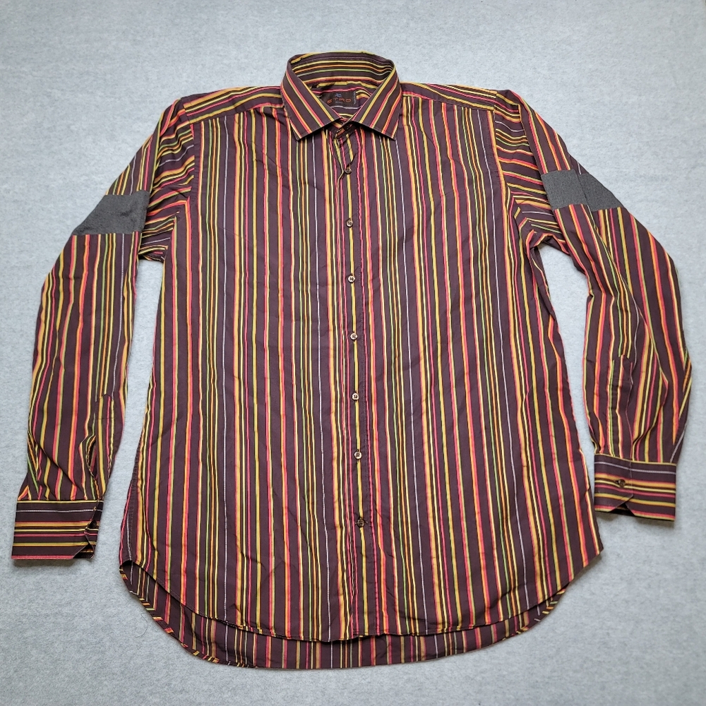 Etro Men’s Striped Button Down Shirt Size 44 Colorful
